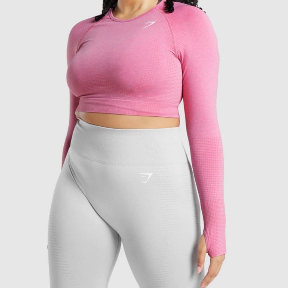 Pink Gymshark Long Sleeve Crop Top
